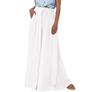 BTFBM WOMAN PALAZZO PANTS W/POCKETS WHITE SZ.M NWOT.